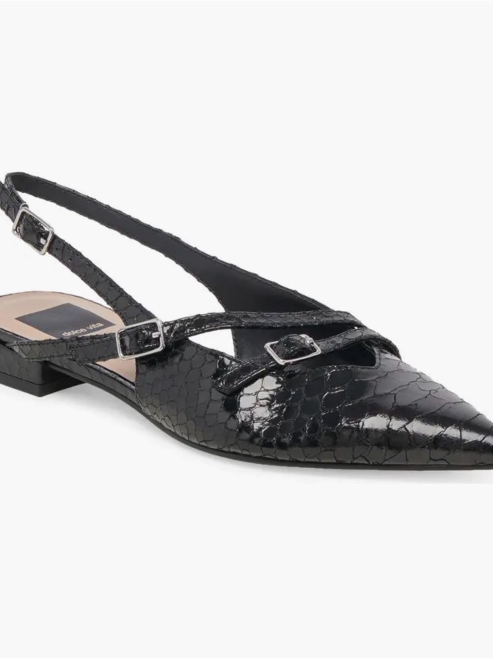 Dolce Vita Snakeskin Pointed Toe Slingback Flats - Picture 6 of 6